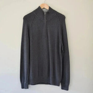 AEROPOSTALE Mens Half Zip Knitted 100% Cotton Pullover Sweater In Grey Size L